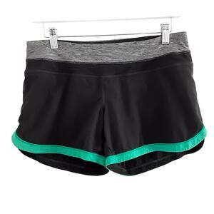 Lululemon Groovy Run Shorts Womens 6 Running Short Black Aqua Athletic Track